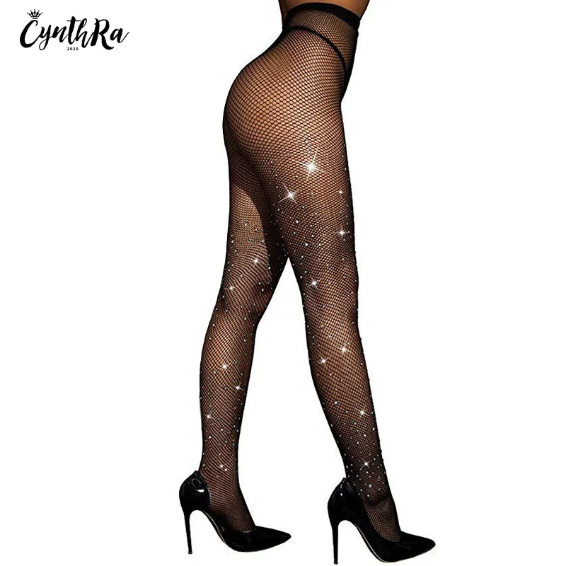 Stockings Women's Sexy Fishing Net Mesh Elasticity Crystal Thin Breathable Soft Buttock Wrapping Body Shaping