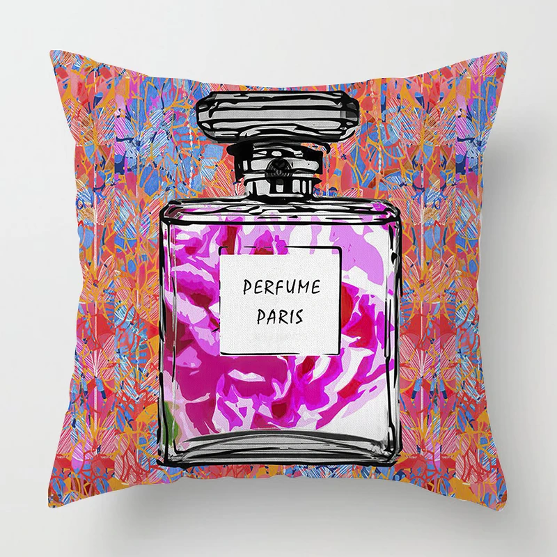 Perfume Bottle Pillowcase Fashion Women\'s Favorite 50x50cm Home Decor Living Room Sofa Decoration Cushion Cover 60x60 40*40