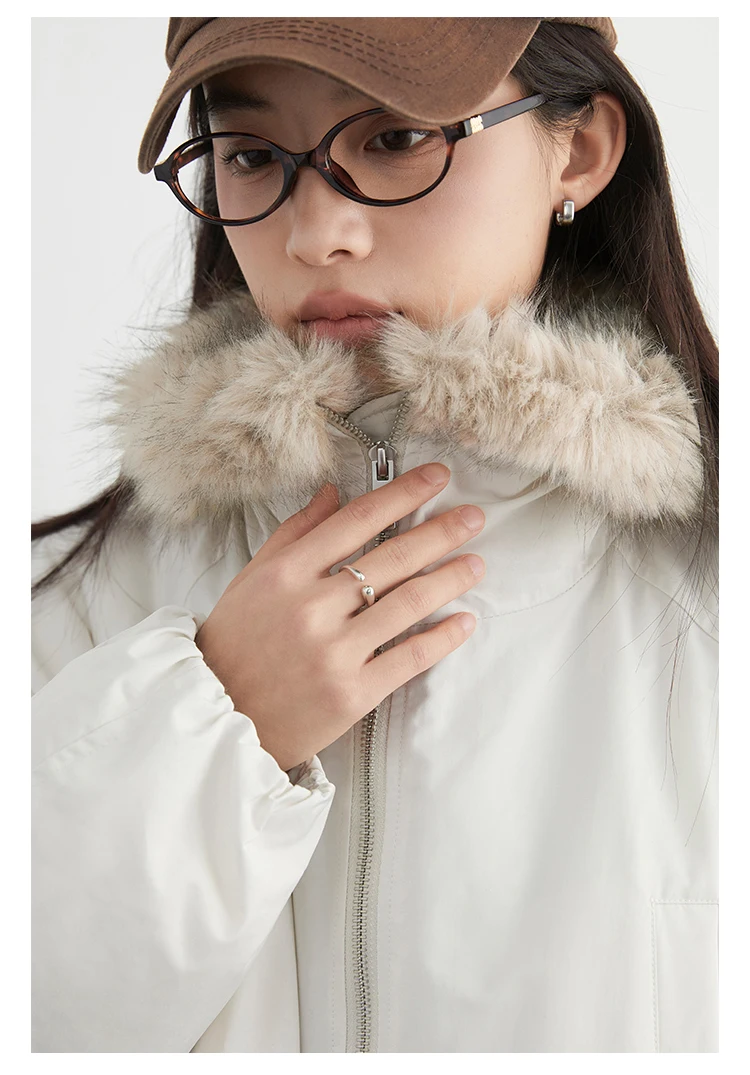 CHIC VEN New Women Down Coat Solid Hooded Loose Casual Faux Fur Collar 90 White Duck Down Ladies Down Jacket Autumn Winter 2026