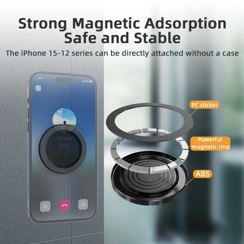 Flymile Magnetic Suction Holder for IPhone 15 14 13 12 Phone Selfie Holder Magnet Wall Stickers For MagSafe Car Phone Stand