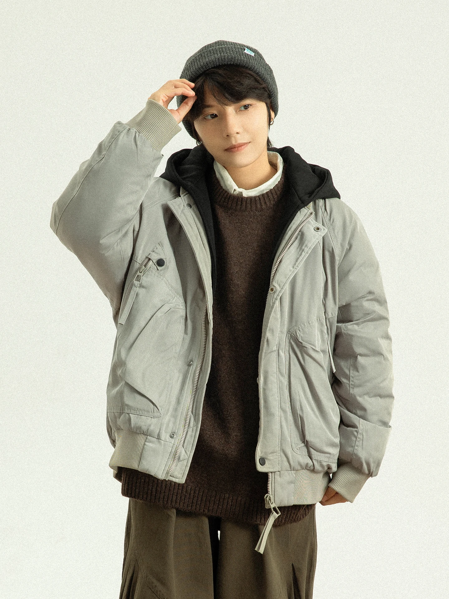 

Зимняя съемная шапка GoodNorth, женская теплая белая бейсбольная куртка вниз, свободная посадка на молнии