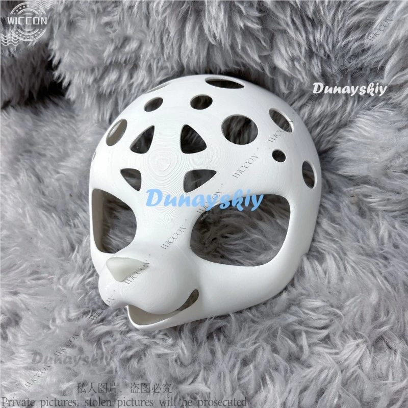 Furry Japanese Feline Lovely Canine Animal With Skull Animal Head Front Face DIY Accessories Fursuit Halloween Party Woman Man