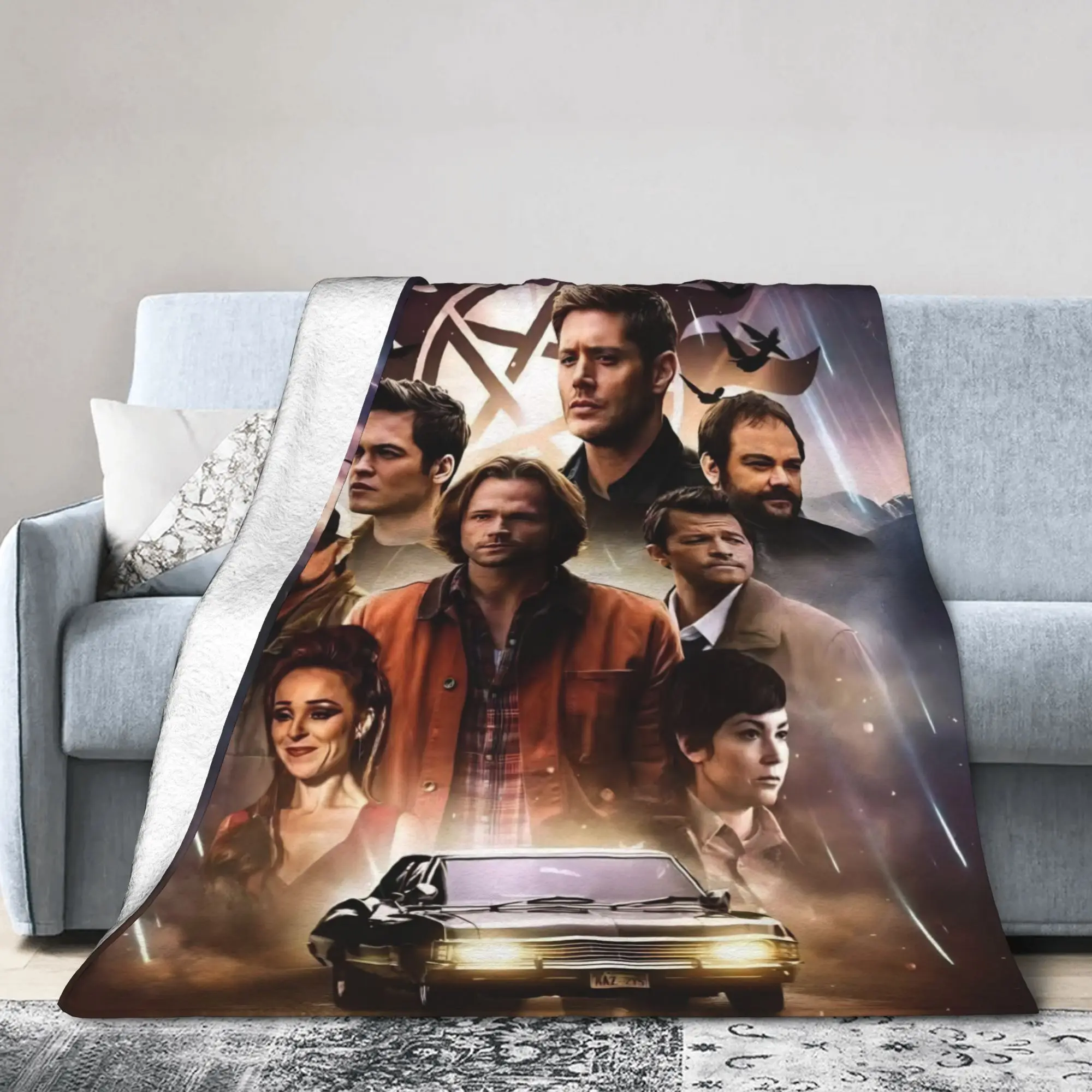 Supernatural  Knitted Blankets Dean Winchester  Flannel Throw Blankets Air Conditioning Decoration Ultra-Soft Warm Bedspreads