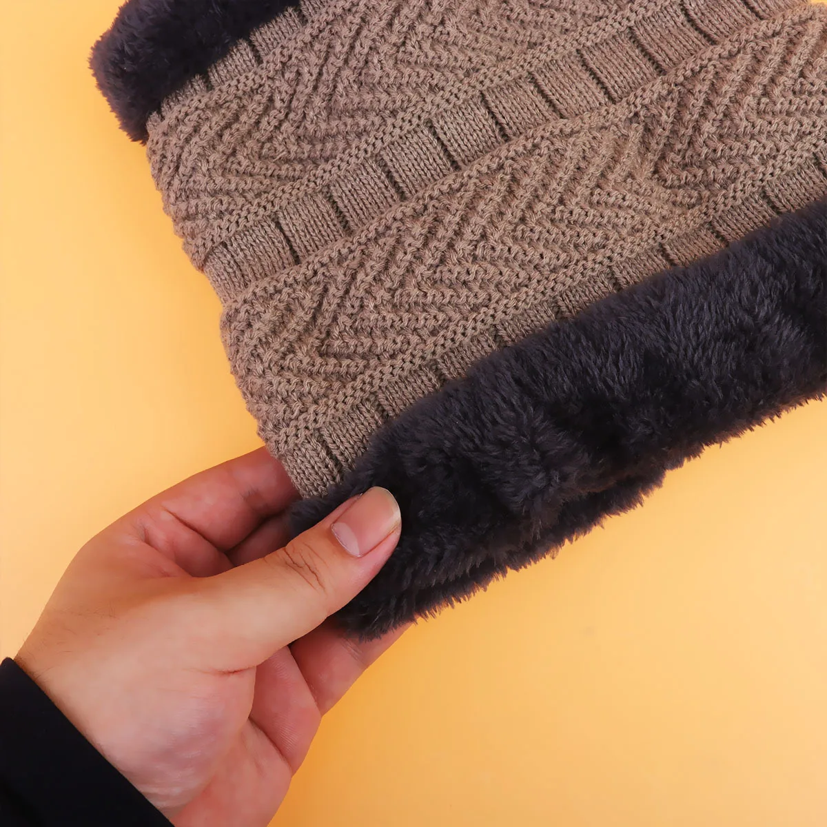 محبوك قبعة غزل الصوف منديل رشاقته قبعة الشتاء الدافئ اكسسوارات الكاكي المألوف تصميم مريح اللمس الحياكة