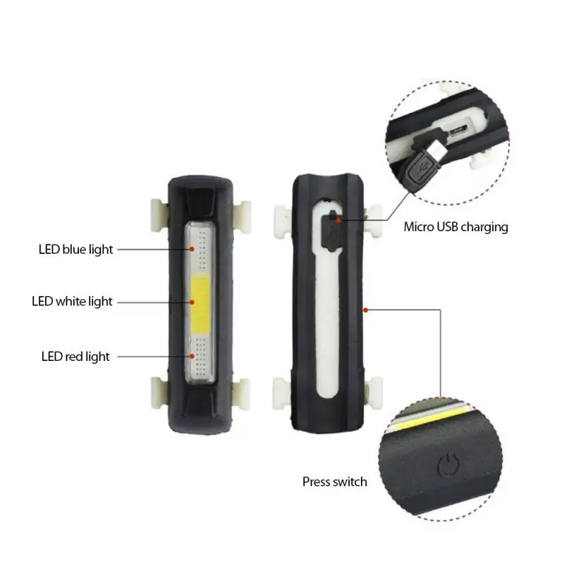 Rear Light Rechargeable Bike LED Tail Lamp Highlight Night Cycling Safety Warning Taillight One-touch Dismount Button