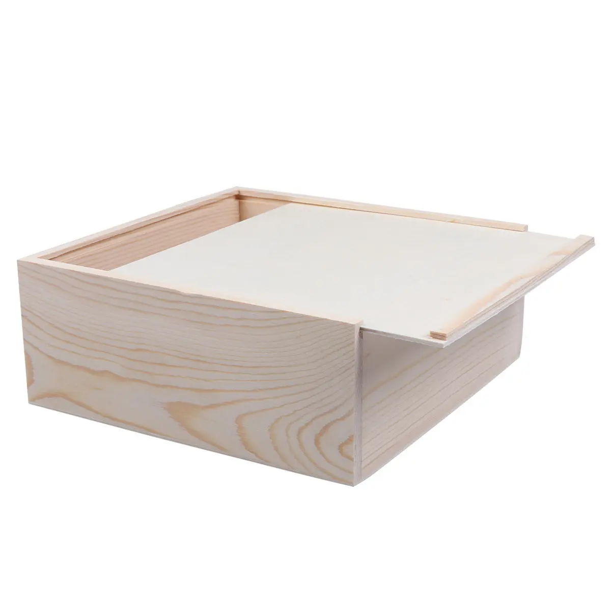 

1Pcs Push Cover Wooden Box Square Shape 19.6x19.6x7.6cm Jewelry Gift Case Storage Holder for Rings Bracelet Birthday Anniversary