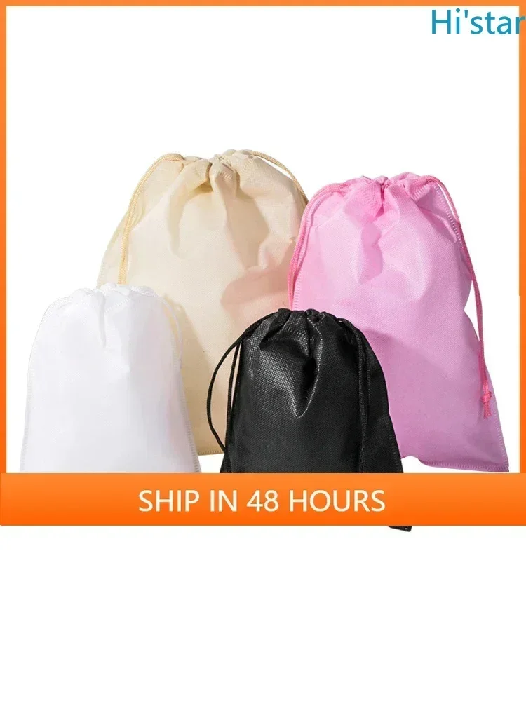 

20 Pcs Non-woven Drawstring Bag Clothing And Shoes Dust-proof Heat-sealing Non-woven Bag Environmental Drawst Accept Print Logo