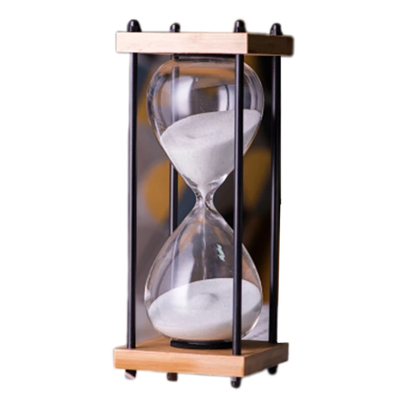 for Creative Vintage 30 Minutes Large Hourglass Timer with Wooden Stand Glass Sand Clock for TIME Manager Children Kids