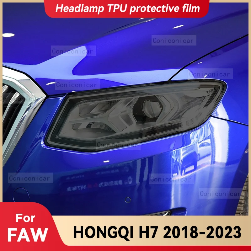 

For FAW HONGQI H7 2018-2023 Car Headlight Black TPU Protective Cover Film Front Light Tint Change Color Sticker Accessories