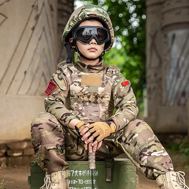 Uniforme d'entraînement militaire Dulsalomon pour enfants et adultes, haut et pantalon des forces spéciales, costume de saut en plein air, ensemble Jungle CamSolomon, enfants et hommes