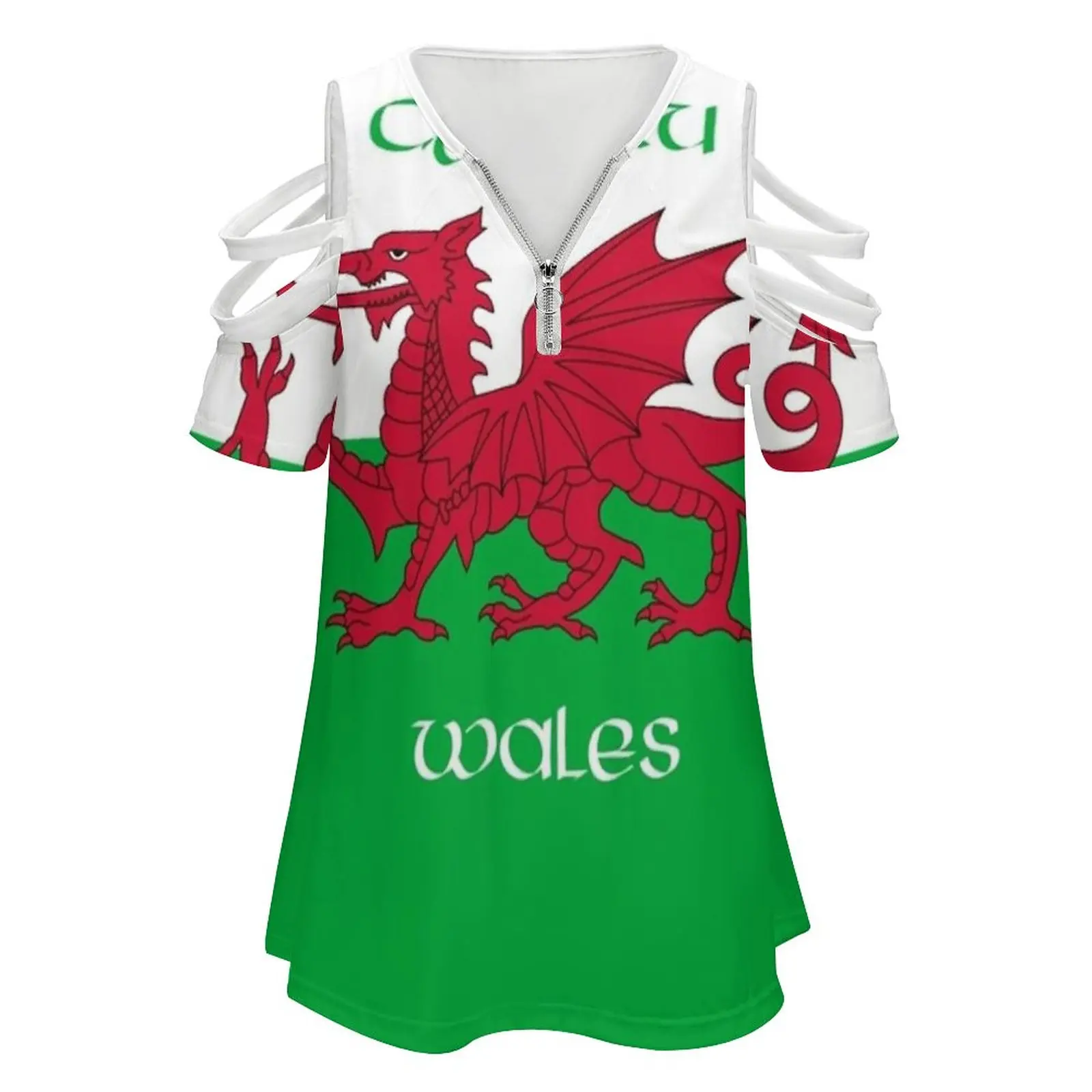 Cymru / Wales-The Welsh Dragon Flag Women Zipper Various styles Printed T Shirts Tops Full Print T-Shirt Wales Welsh Flag Cymru