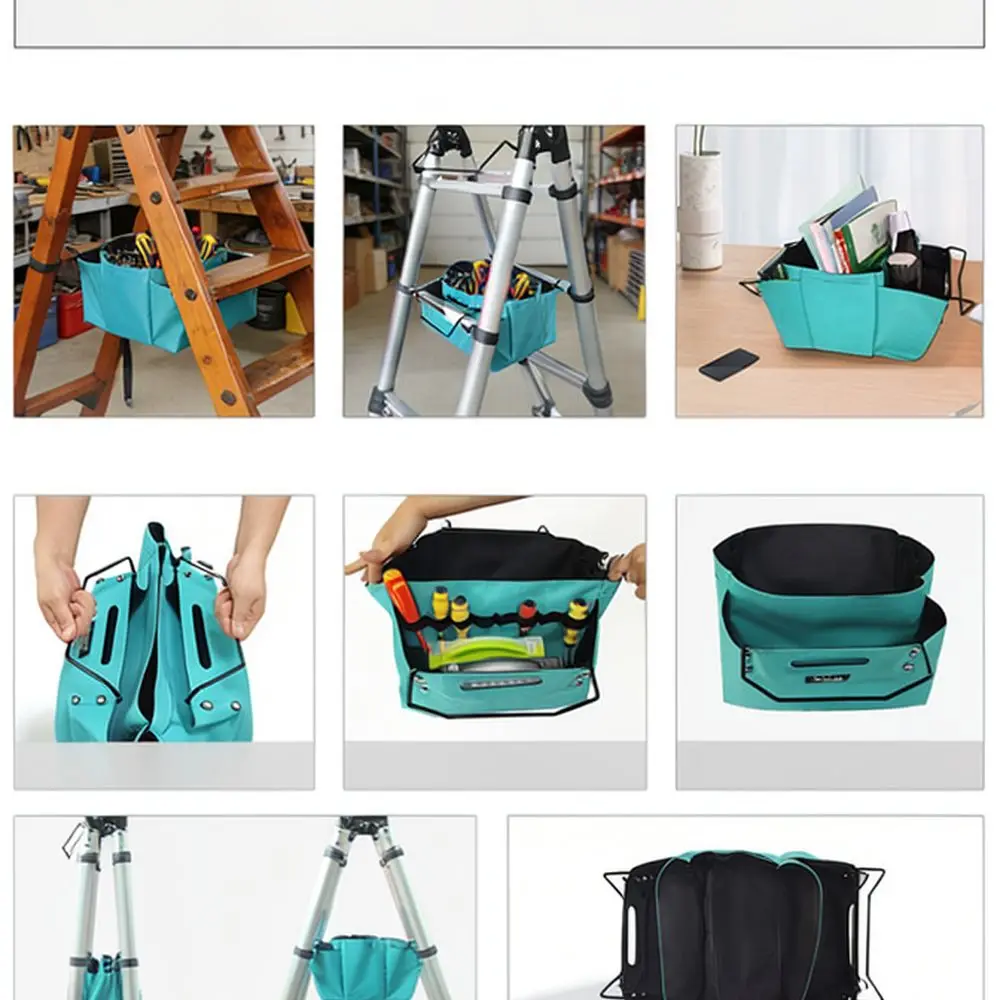 Durable Ladder Hanging Tool Organizer Oxford Cloth Pouch For Electrician Hardware High Altitude Repair Storage Pack