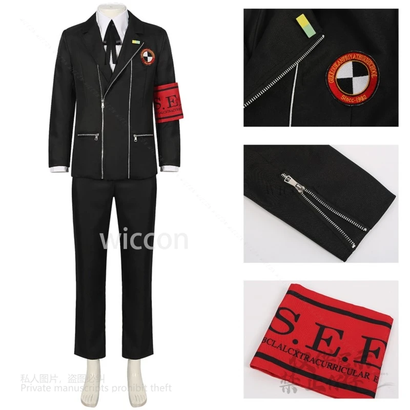Новый Косплей Макото Юки Костюм Игра P3 Gekkoukan Школьная Форма Парик Мужчины Для Черного Костюма Брюки Рубашка Хэллоуин Индивидуальные