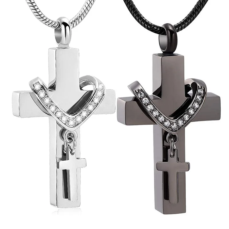 Pet jewelry Stainless steel memorial pet urn Cross necklace perfume bottle pendant