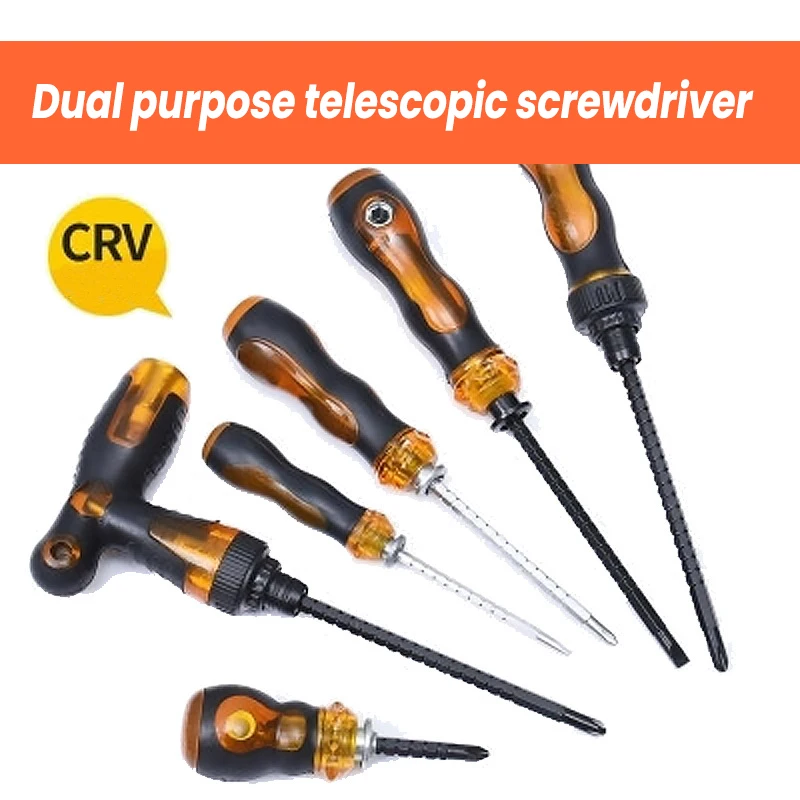 Multipurpose Dual Purpose Telescopic Screwdriver CR-V Magnetic Screw Driver Non Slip Screwdriver Repair Manual Tools