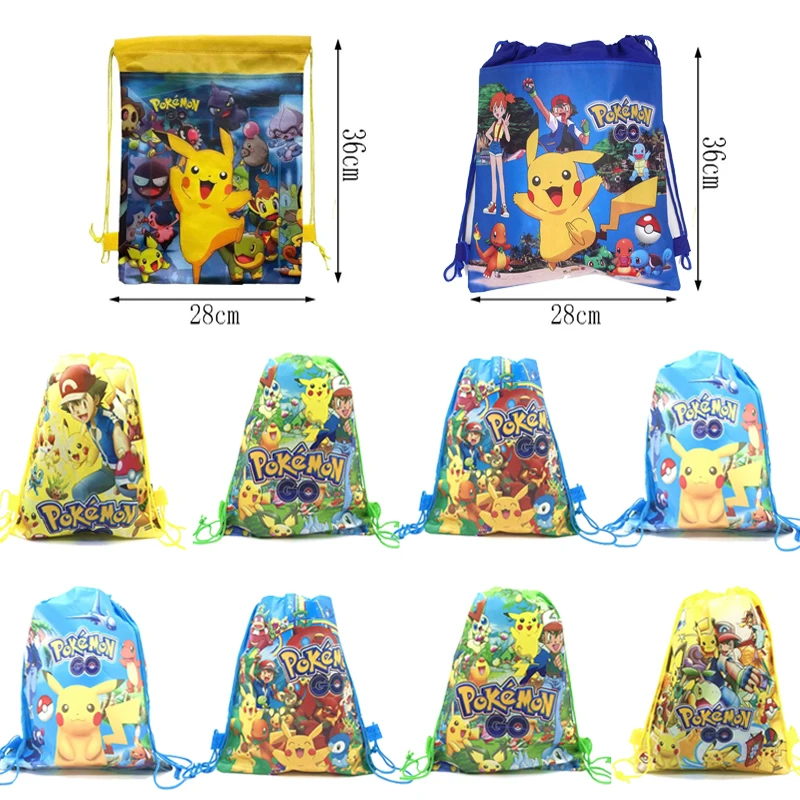 Pokemon Birthday Gift Bag Non-woven Drawstring Bag Kids Boy Girl Decoration Party Gift Shopping Travel Bags Toy Party Supplie