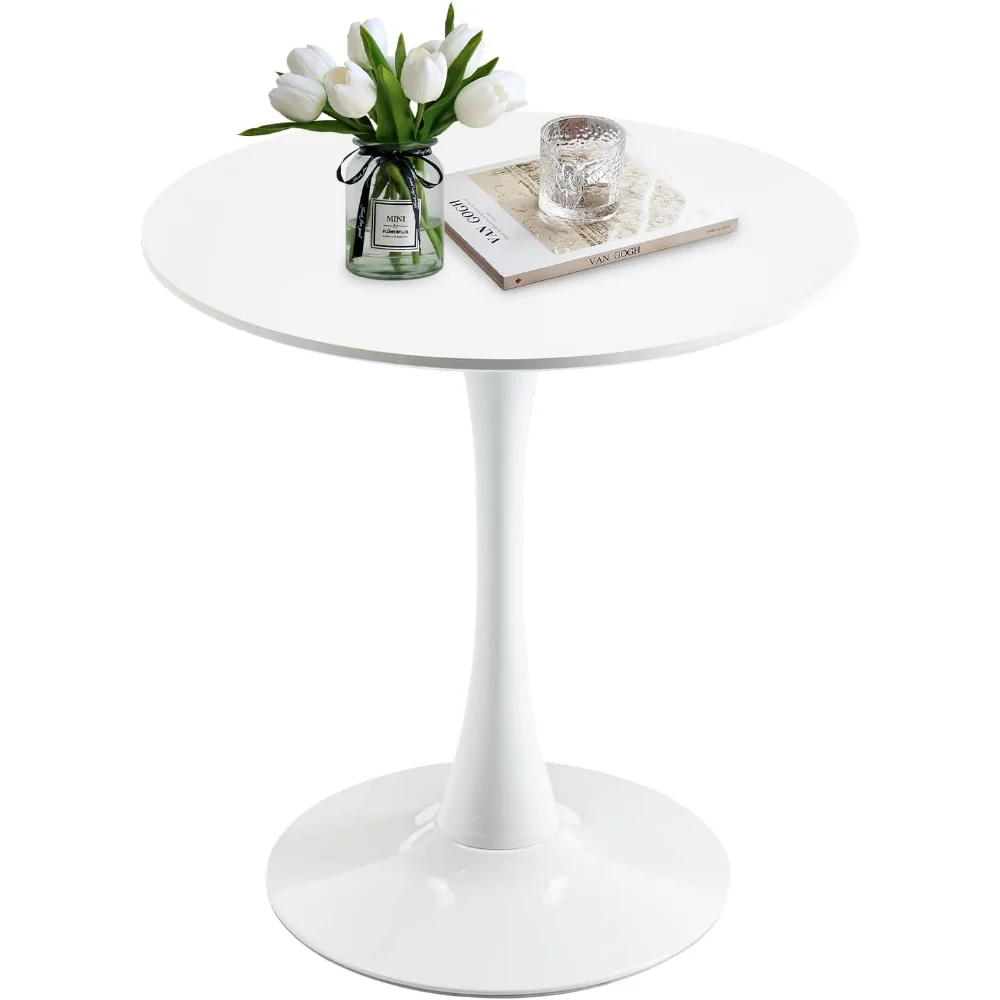 

27.5" Small Round Dining Table, Modern Tulip Style Table for 1-2 People, Space-Saving Table for Dining Room, Kitchen, or Cafe