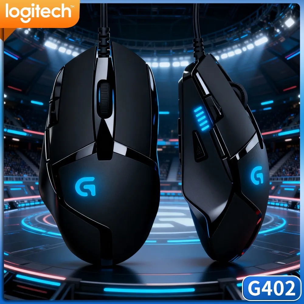 Logitech G402 Hyperion Fury USB Gaming Mouse On‑The‑Fly DPI Quick Adjust Anti‑Slip Rubber Grips For Home PC Game Rig