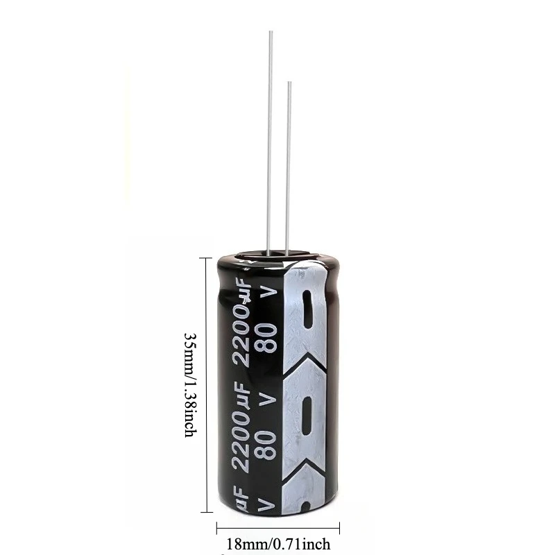 8pcs 80V 2200uF Electrolytic Capacitor 105C High Temp Radial Long Life 18x35mm for Power Supply Amplifier