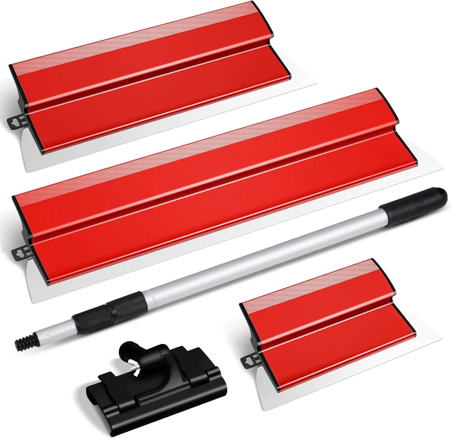

Drywall Skimming Blade Set 10/16/24 Inch with 28-62" Extension Handle, Stainless Steel Finishing Tools for Smoothing Mud and Plaster