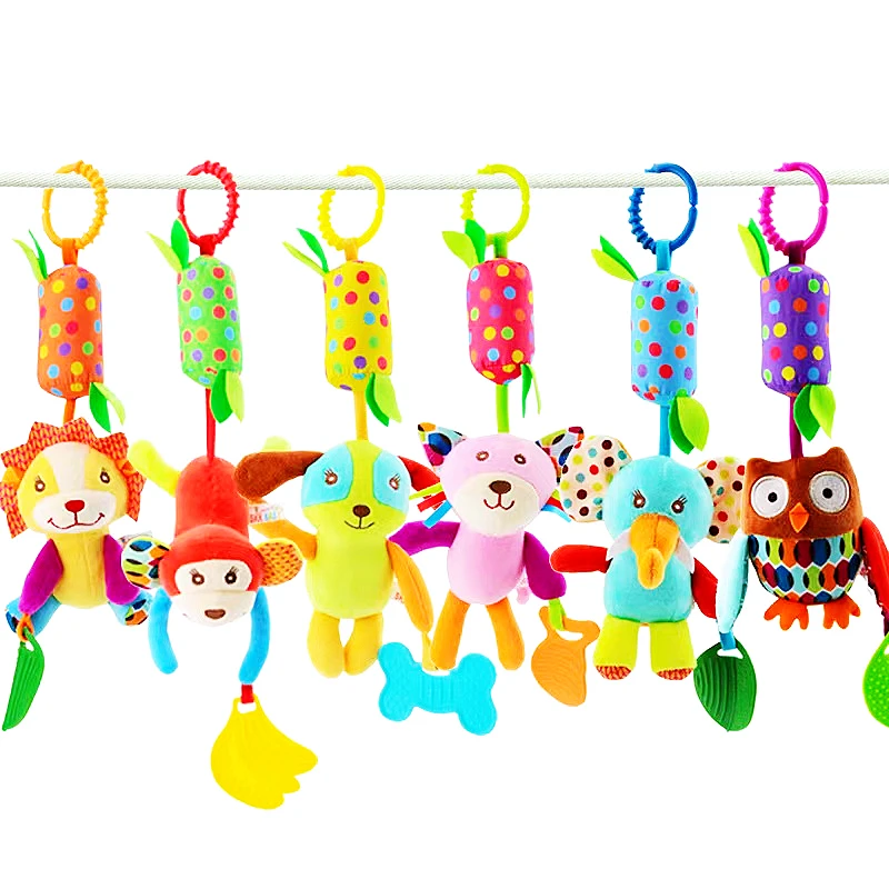 1PCS 2022 Animal Wind Chime Bed Hanging Pendant Bell With Teether Wind Chime Car Educational Rattles Toys For Newborns Baby Gift