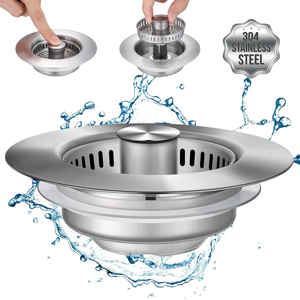 Kitchen Sink Sewer Strainer Basin Drain Stopper Stainless Steel Sink Waste Plug Filter Anti-clog Floor Drain Kitchen Accessories