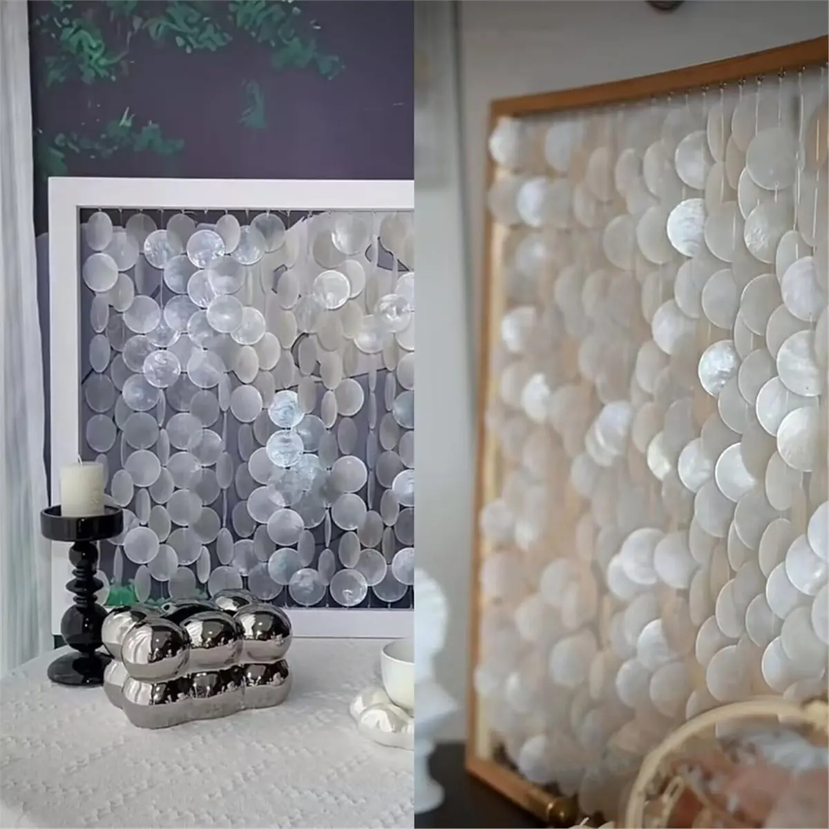 60 PCS Capiz Shells Round Natural Shells, 1.57 Inch White Round Capiz Shells with 2 Holes for Wind Chimes Curtain