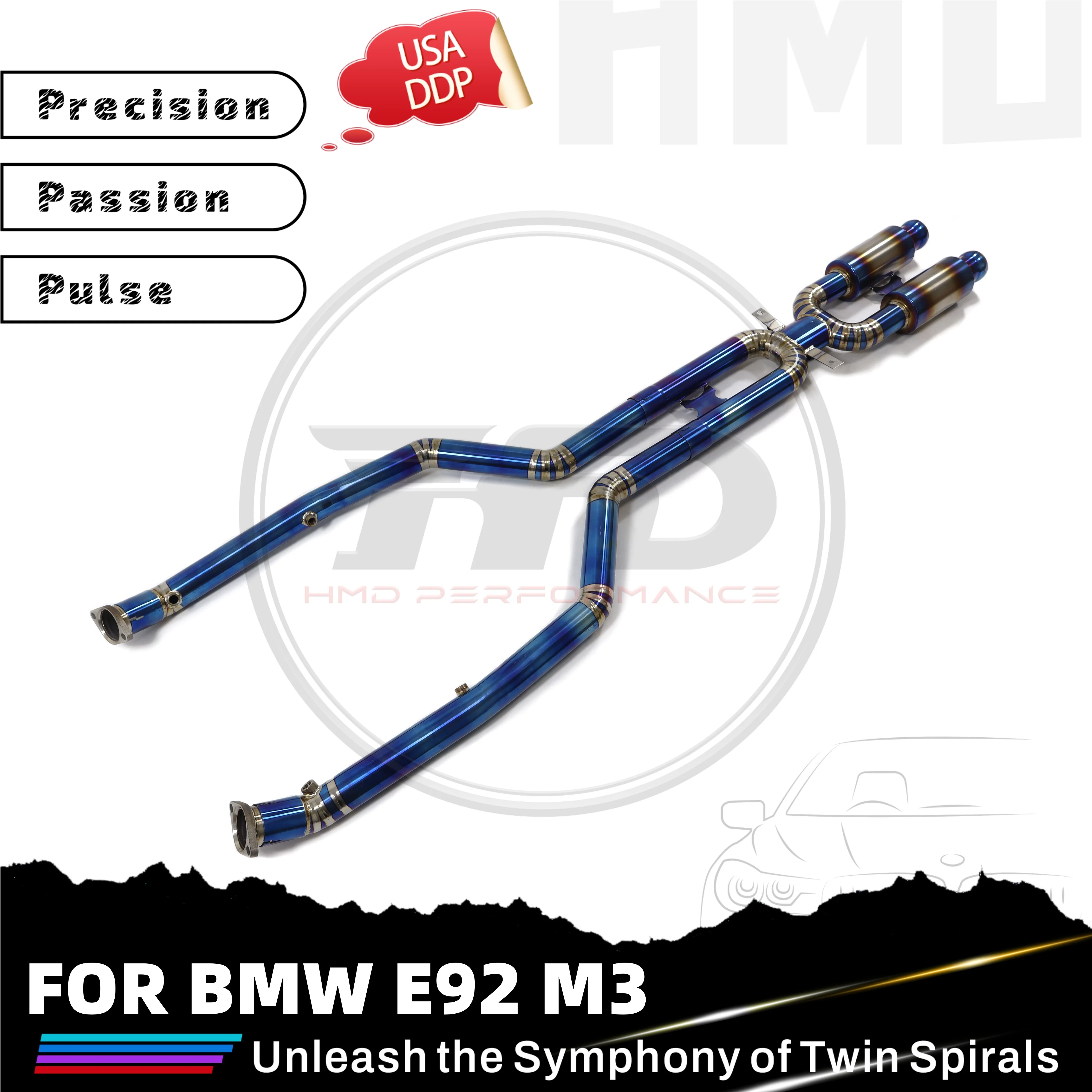 

HMD Hot Sale High Flow Performance TC4 Middle Pipe for BMW M3 E92 X-Pipe Design Exhaust Car Accessories