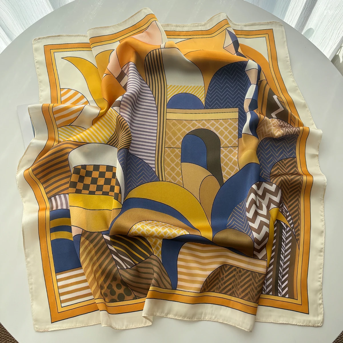 Luxe vierkante sjaal voor dames dames hijab mode halsdoek bandana's elegante kunstzijden sjaals sjaal voor dagelijks gebruik