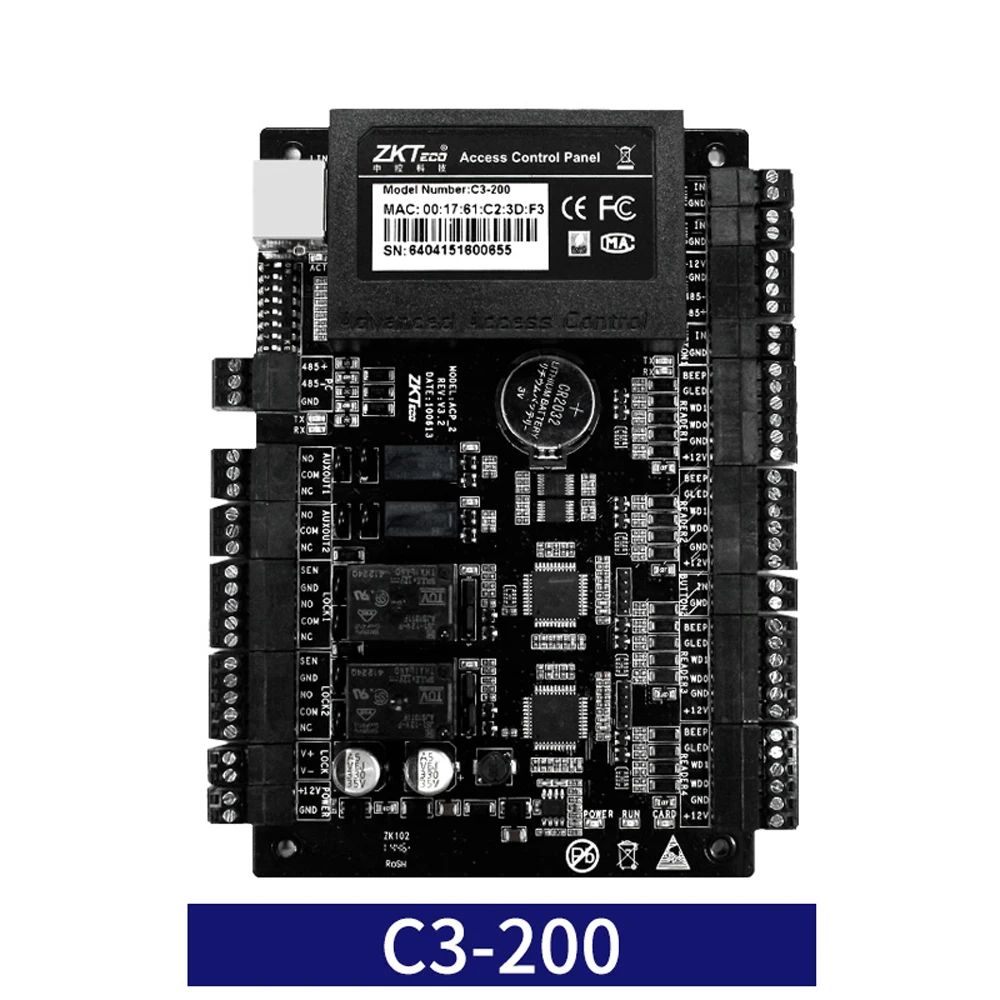 ZK C3-100/200/400 TCP IP Wiegand 26 Door Access Control Panel Board for security solutions access control System 30000Users