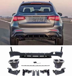 FOR Mercedes Benz GLC X253 Sport GLC63AMG 2017+ Car Styling Rear Lip PP Rear Diffuser with Exhaust Tips