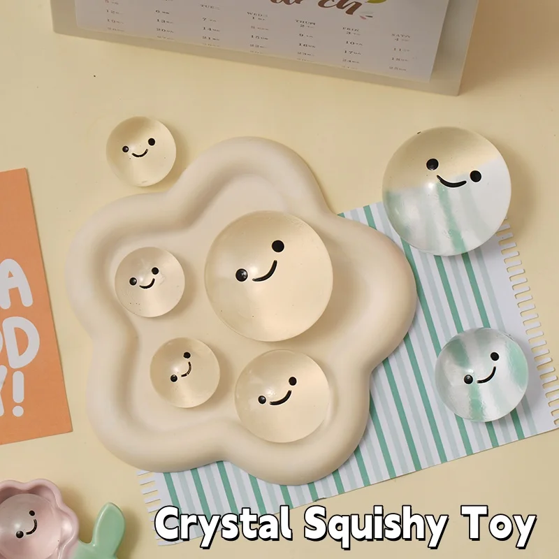 Giocattolo Squishy di cristallo trasparente Kawaii Morbido Fufu Frutta Sensoriale Agitarsi Palla di gelatina per alleviare lo stress Forma realistica Giocattolo da spremere