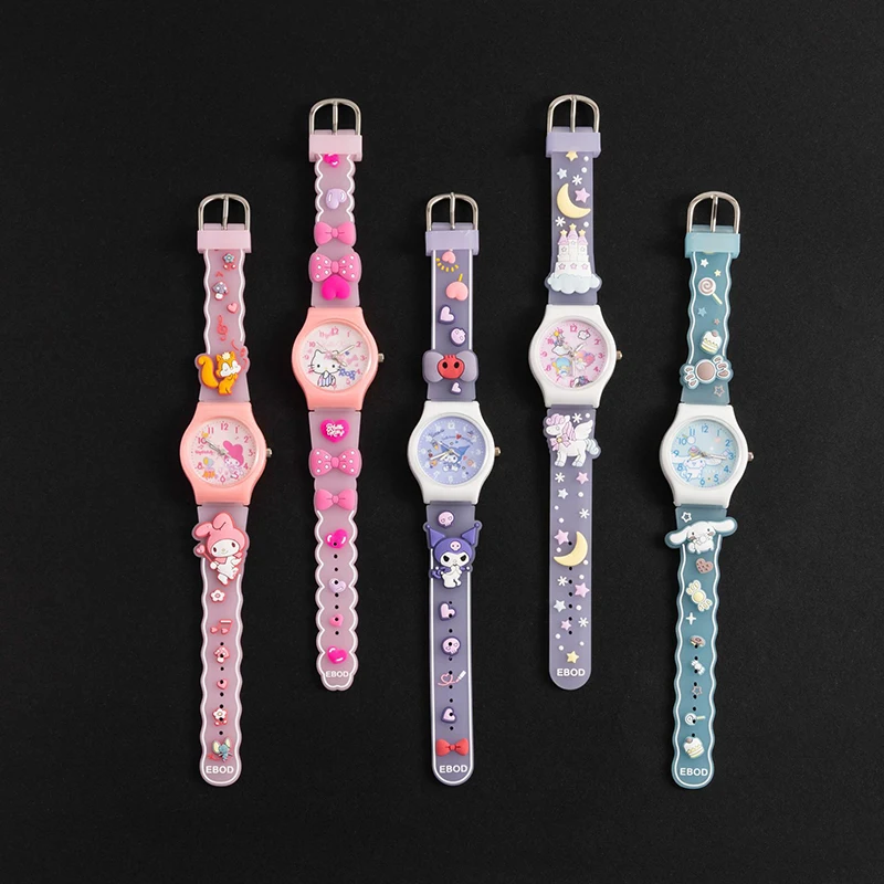 Детские наручные часы Sanrio с 3D рисунком, водостойкие кварцевые часы с Hello Kitty, Мультяшные силиконовые часы Kuromi, подарок для детей Детские наручные часы Sanrio с 3D рисунком, водостойкие кварцевые часы с Hello Kitty, Мультяшные силиконовые часы Kuromi, подарок для детей