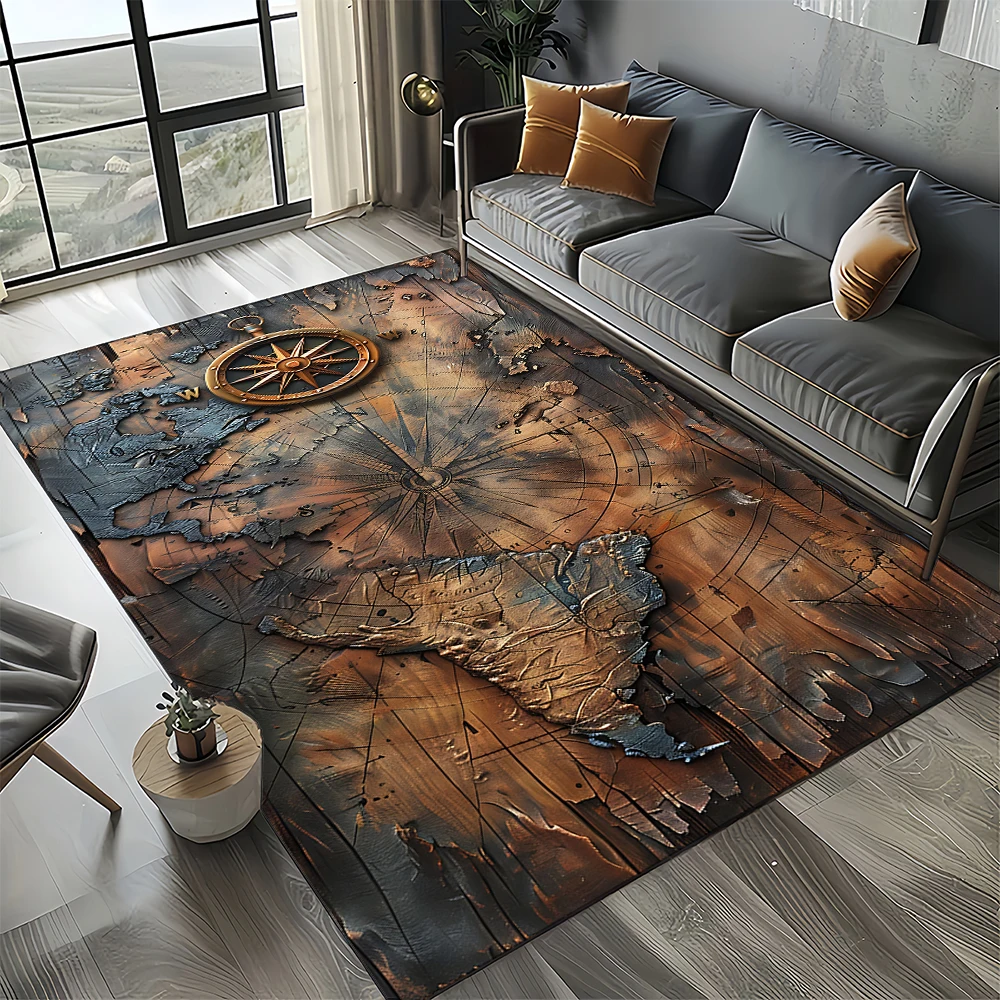 27 Style New Retro Marine Nautical Chart Compass Carpet Rug for Home Living Room Bedroom Sofa Doormat Decor,Non-slip Floor Mat