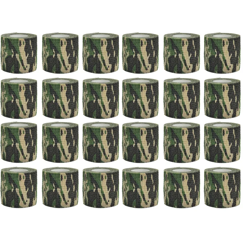 

6/12/24/48pcs 5*480cm Disposable Self-Adhesive Camouflage Bandage Tattoo Handle Grip Tube Wrapped Elbow Rod Sports Tape C-10