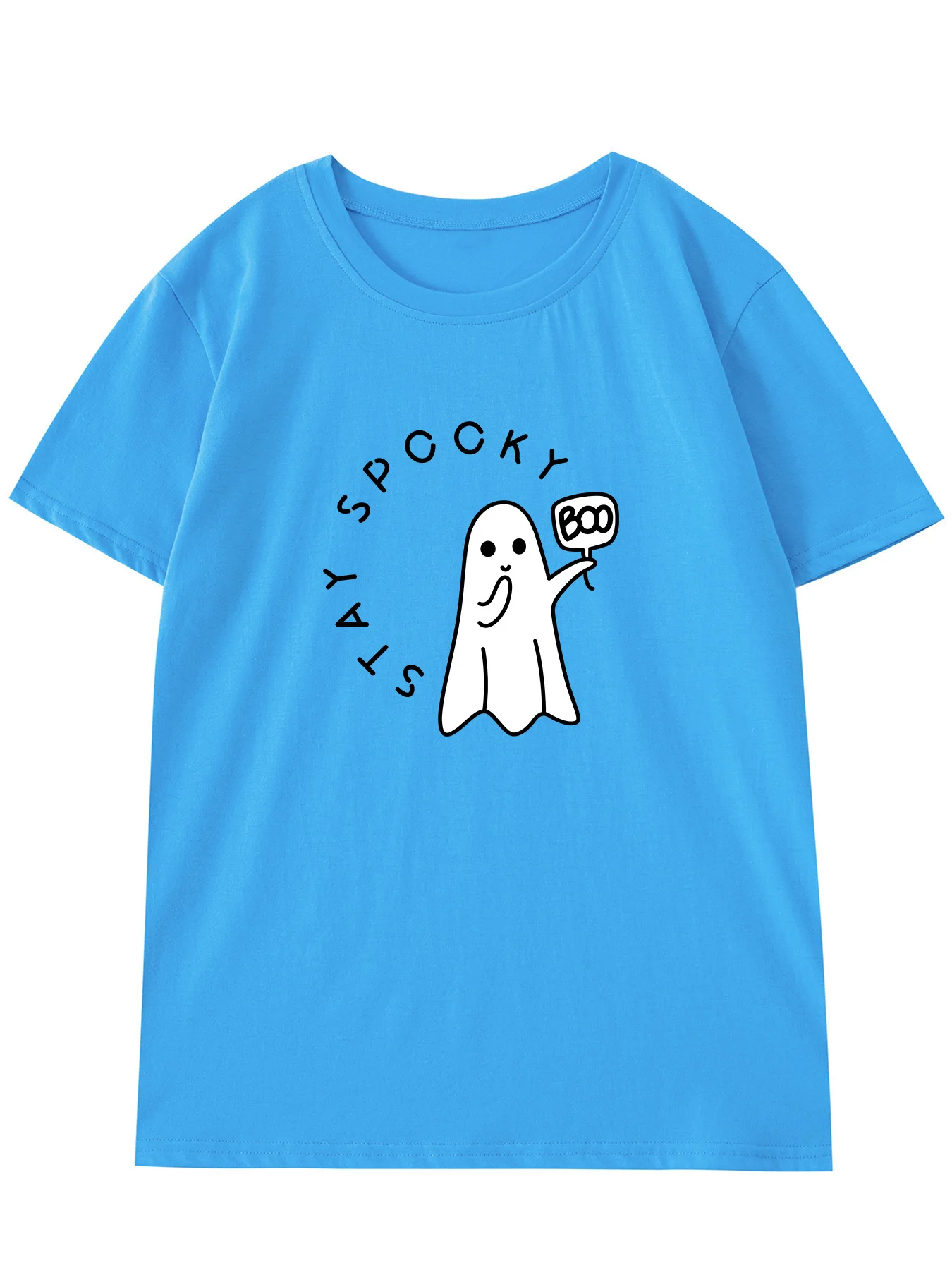 STAY SPCCKY BOO Ghost Halloween T-shirt Cotton Gothic grunge style Aesthetic fashion Women's Casual Short Sleeve Tee