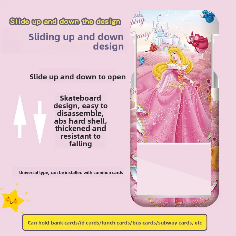 Disney princess Card Holder with Long Lanyard Cute Princess Style for Students Campus Use Bus Access Work ID Badge