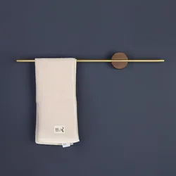 HeMu Toilet Hanging Non Perforated Towel Rack, Simple And Creative, Extendable Towel Pole, Wooden Towel Rack