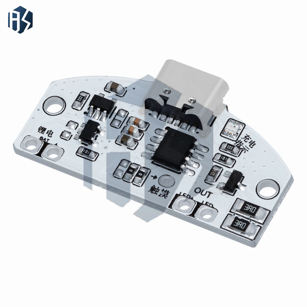 Płytka drukowana lampy stołowej typu C. Ładowanie przez USB, trzybiegowe, bezstopniowe przyciemnianie, dotykowy moduł sterujący małą lampką nocną