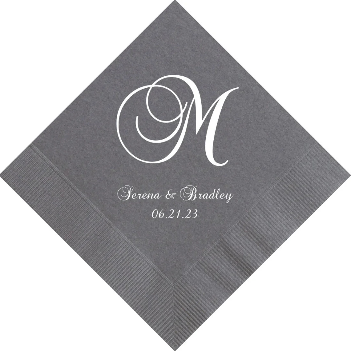 50pcs Personalized Wedding Napkins Cocktail Beverage Luncheon Dinner Guest Towels Monogram Custom Printed Foil Imprinting Imprin