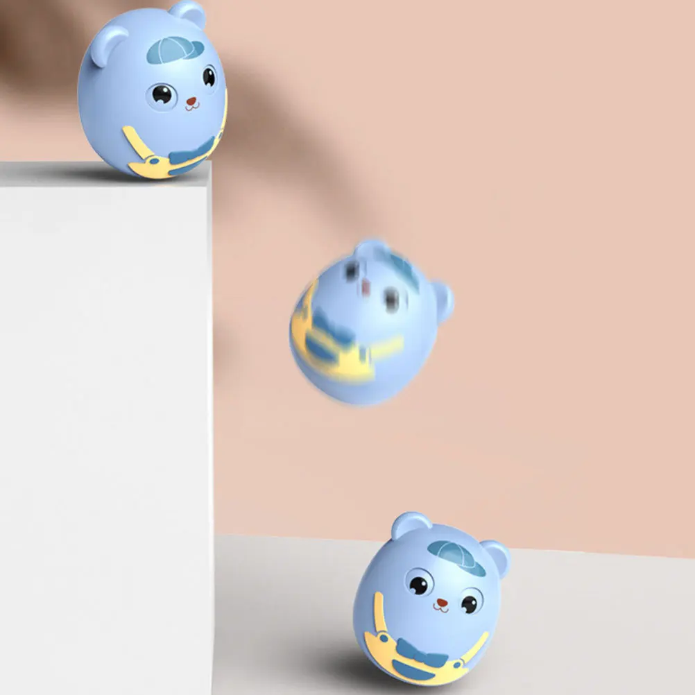 2Pcs Cartoon -Poly Bell Light Sound Baby Interactive Educational Tumbler Colorful Winking Infant Plaything for Development