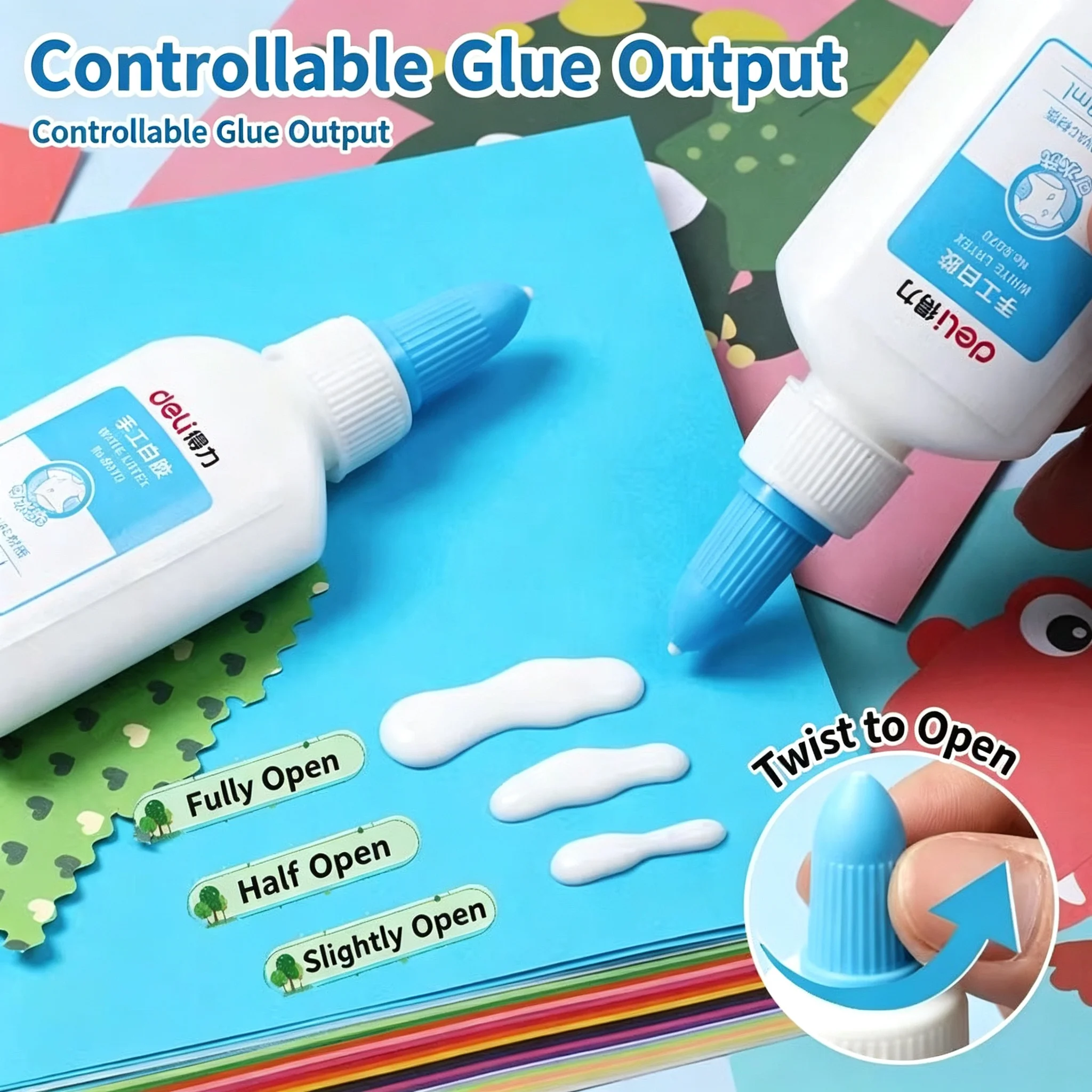Deli White Latex Glue for Kindergarten & Primary Students DIY Paper-craft Use Strong Quick-Drying & High Viscosity White Glue