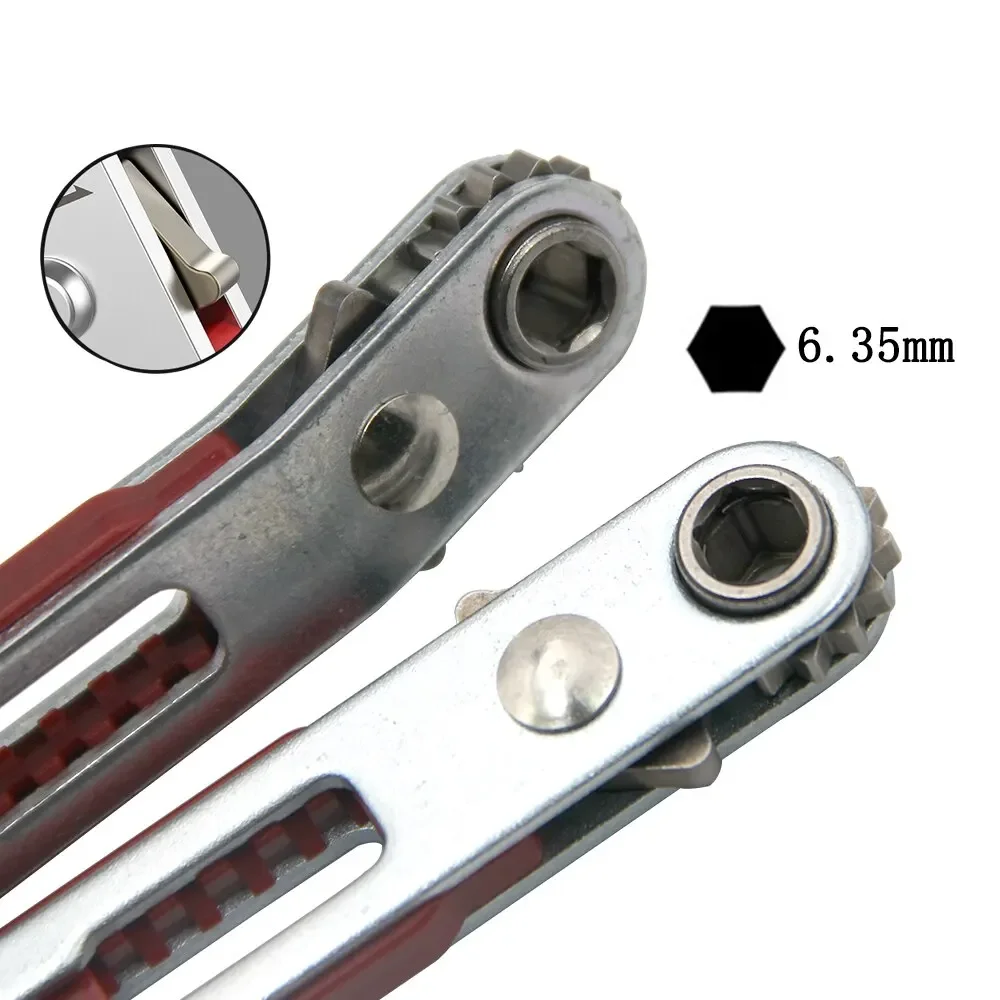 Mini Ratchet Wrench Screwdriver 1/4 Inch Drive Socket Hex Screwdriver Bit Dual-Drive Head Ratchet Wrench Tool With Two Heads