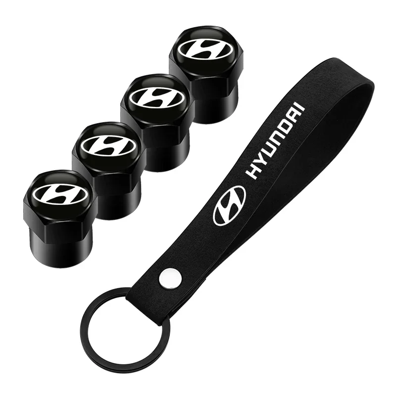 Car Suede Rope keychain Metal Wheel Tires Valves Tyre Stem Caps For Hyundai Tucson Accent Elantra Santa fe ix25 ix35 Car Goods