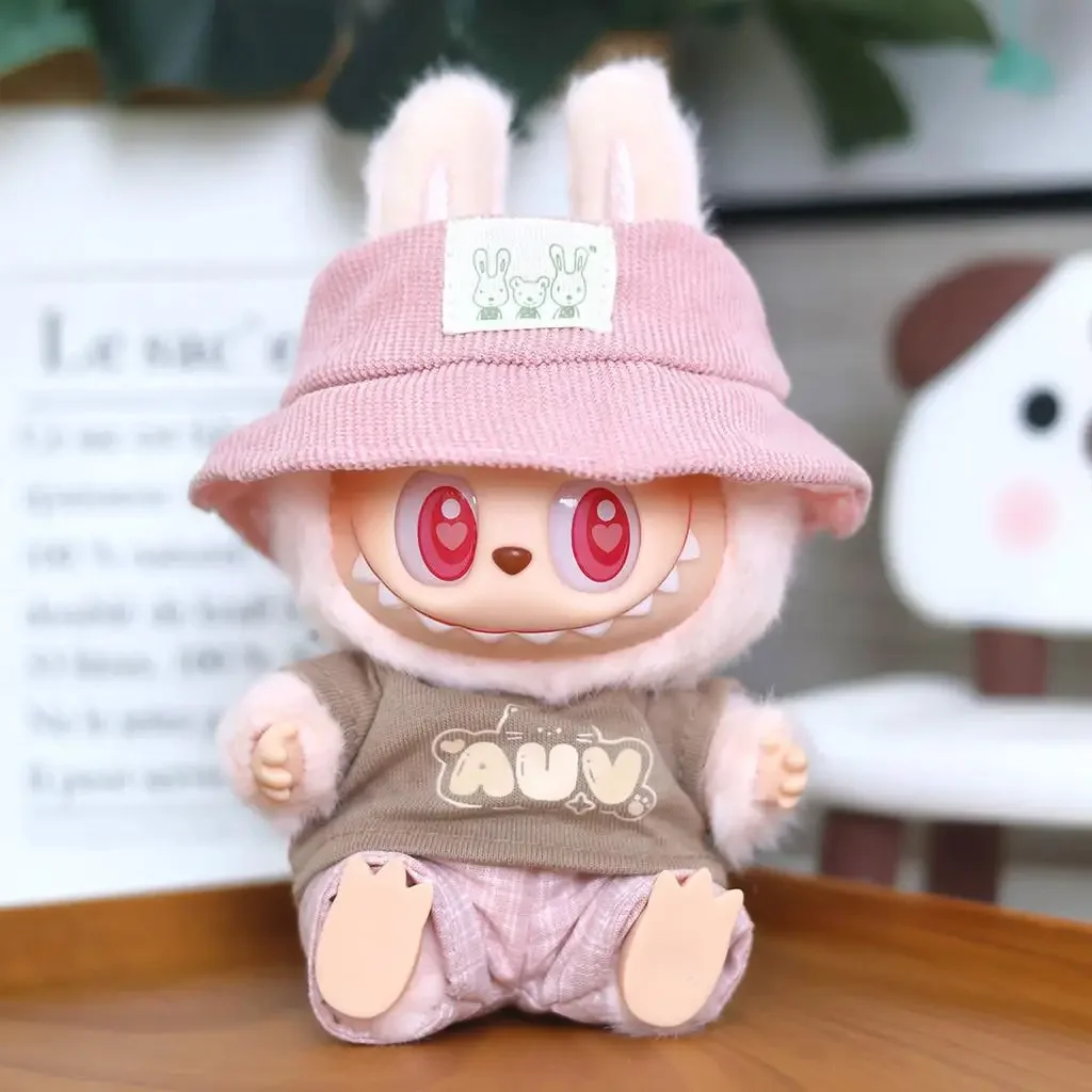 17cm Mini Plush Doll'S Clothes Outfit Accessories For Korea Kpop Exo Labubu Idol hat T-shirt pants set Clothing Gift