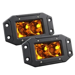 LED Flush Pods Work Light Off-road Flush Mount Led Fog Lights For Car Motorcycle ATV UTV SUV Tractor 4x4 Truck Yellow Spot Beam