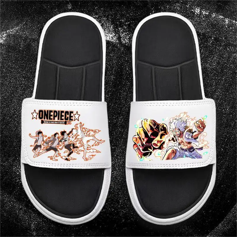 

One Piece Anime Peripheral Monkey D. Luffy Zoro Ace Empress Cartoon Wears Comfortable Printed Non-slip Household Flat Slippers