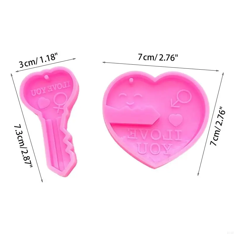 918F Silicone Resin Keychain Mold Love Heart for Key Chain Molds DIY Jewelry Making M