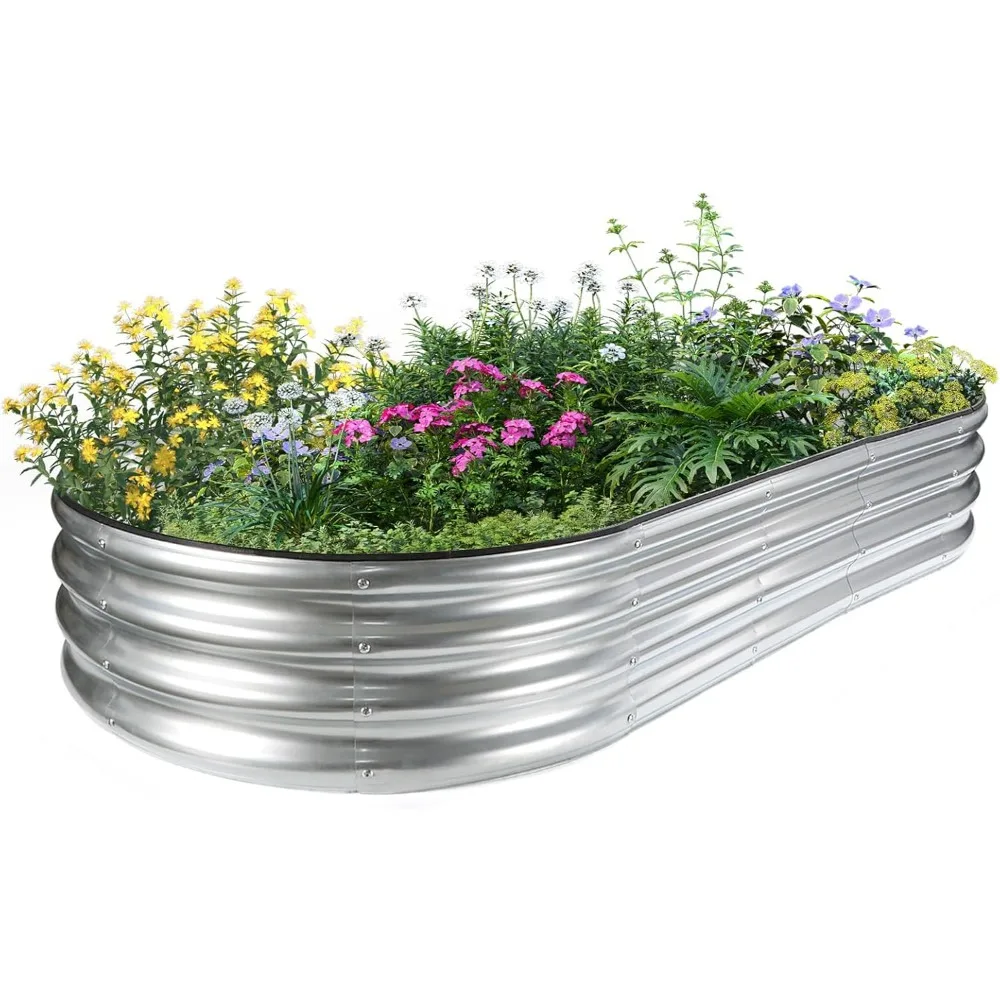 

6x3ft Oval Galvanized Metal Raised Garden Bed Kit for Vegetables, Fruits, Flowers, Herbs Outdoor Gardening