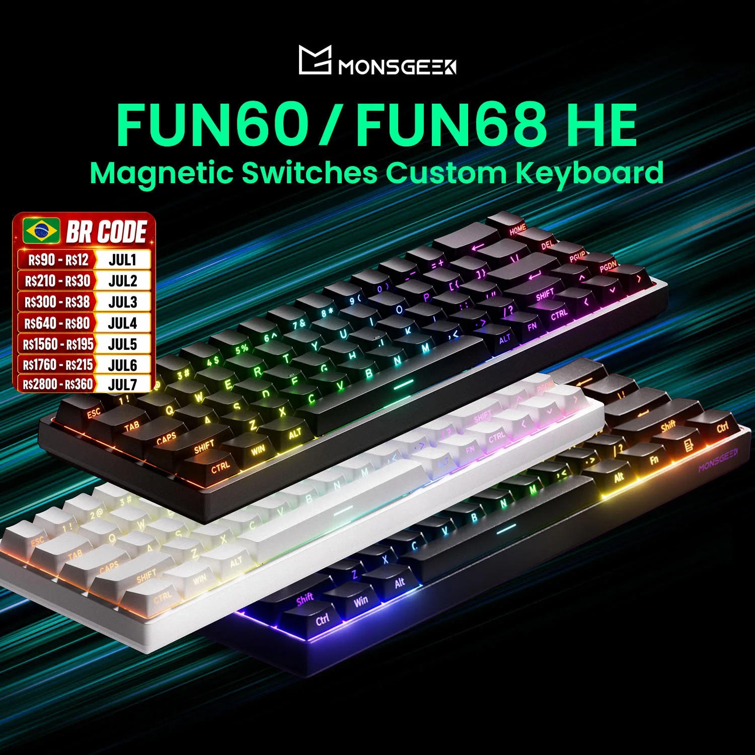 Akko MonsGeek FUN68 FUN60 PRO y MAX HE teclado magnético 60% 65% teclados para juegos disparador rápido 8K teclado personalizado Gamer Esports